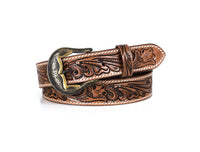 Zynkora Leather Tooled Belt -Brown