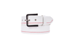 Premium Black Leather Belt with Red Stitching & Silver Buckle