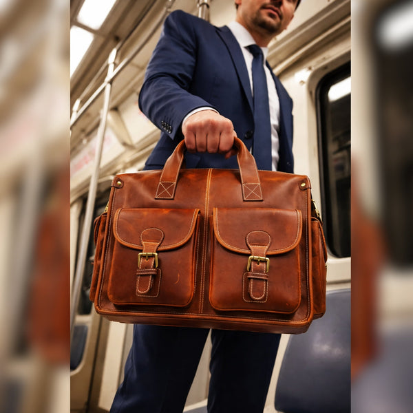 Aaron Leather Goods – Premium Leather Briefcase Bag - Aaron Leather Goods
