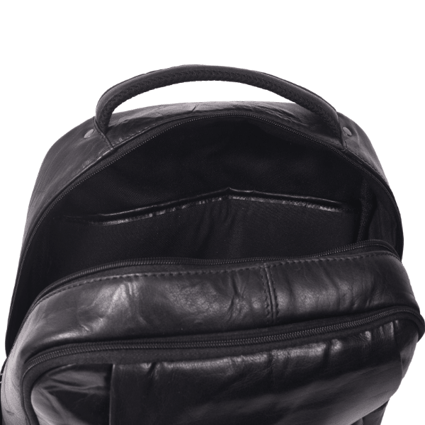 Alderway Brown Leather Commuter Backpack - Black - Aaron Leather Goods Inc