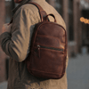 Alvin Leather Backpack - Dark Brown - Aaron Leather Goods