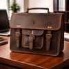Ancona Leather Office Bag 15" - Brown - Aaron Leather Goods