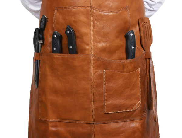 Manresa Leather Apron - Caramel Brown - Aaron Leather Goods 