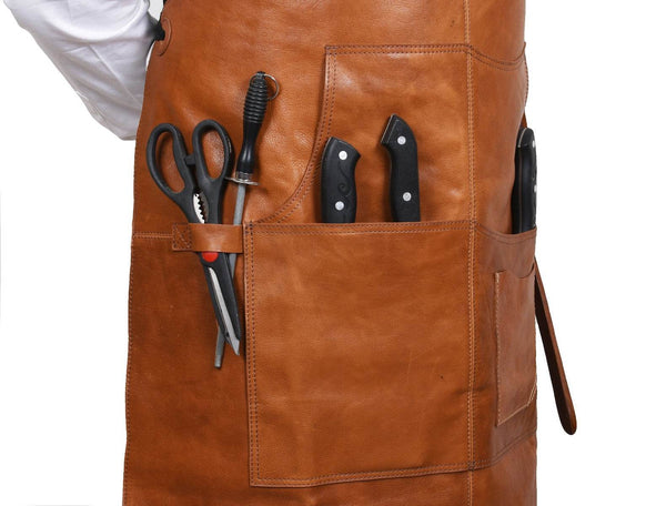 Manresa Leather Apron - Caramel Brown - Aaron Leather Goods 