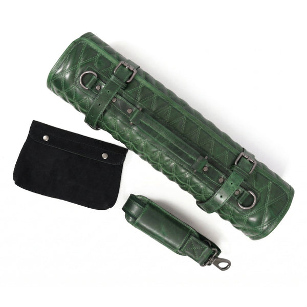 Arctic Blade Quilted Leather Knife Roll - Green - Aaron Leather Goods Inc