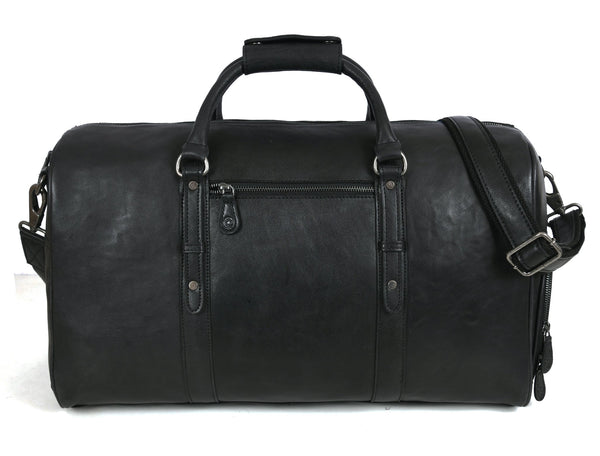 Austin Leather Overnight Bag - Black - Aaron Leather Goods Inc