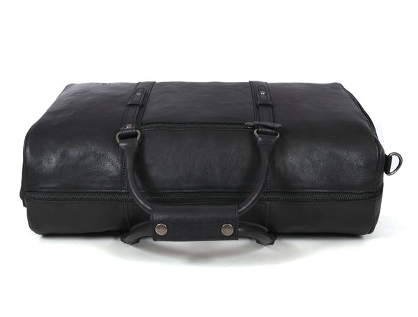 Austin Leather Overnight Bag - Black - Aaron Leather Goods Inc