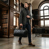 Black Full - Grain Leather Barrel Duffle Bag - Aaron Leather Goods Inc