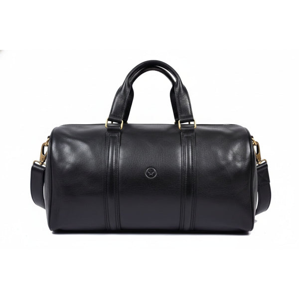 Black Leather Duffle Bag for Travel & Gym – Premium Finish - Aaron Leather Goods