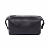 Black Leather Toiletry Pouch with Zip Closure - Aaron Leather Goods