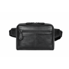 Black Leather Waist Bag with Zipper Pocket - Aaron Leather Goods Inc