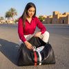 Black Premium Leather Travel Duffle Bag - Aaron Leather Goods Inc