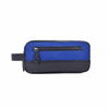 Blue Canvas & Black Leather Zipper Toiletry Pouch - Aaron Leather Goods