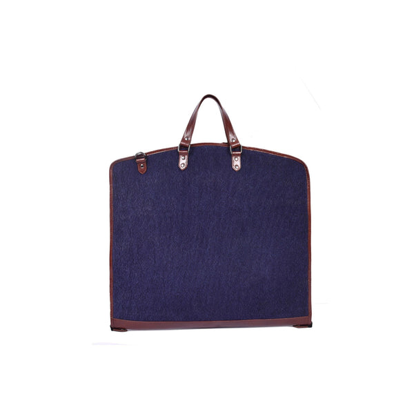 Blue Canvas & Brown Leather Garment Bag - Aaron Leather Goods