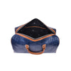 Blue Croc Pattern Leather Duffle Bag with Shoulder Strap - Aaron Leather Goods