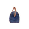 Blue Croc Pattern Leather Duffle Bag with Shoulder Strap - Aaron Leather Goods