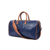 Blue Croc Pattern Leather Duffle Bag with Shoulder Strap - Aaron Leather Goods