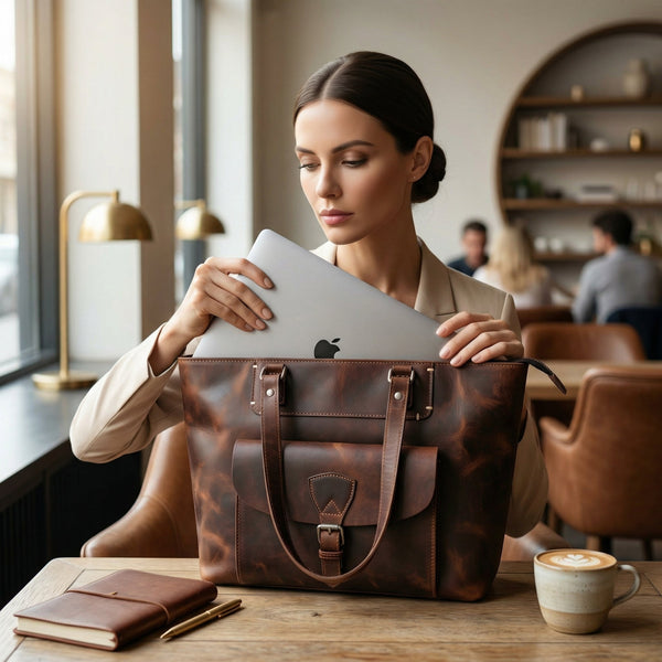 Brittany Travel Tote Bag – Walnut Brown - Aaron Leather Goods Inc