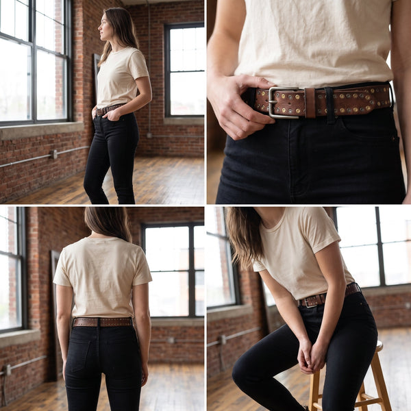 Clanton Leather Belt - Brown - Aaron Leather Goods Inc