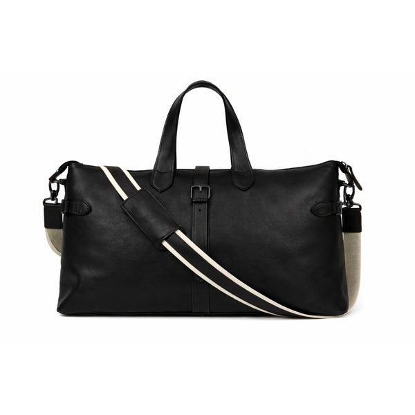 Classic Black Leather Weekender Duffle Bag for Travel - Aaron Leather Goods