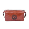 Classic Brown Leather Toiletry Pouch with Zipper Closure - Aaron Leather Goods