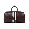 Classic Brown Leather Weekend Bag with Contrast Racing Stripes - Aaron Leather Goods