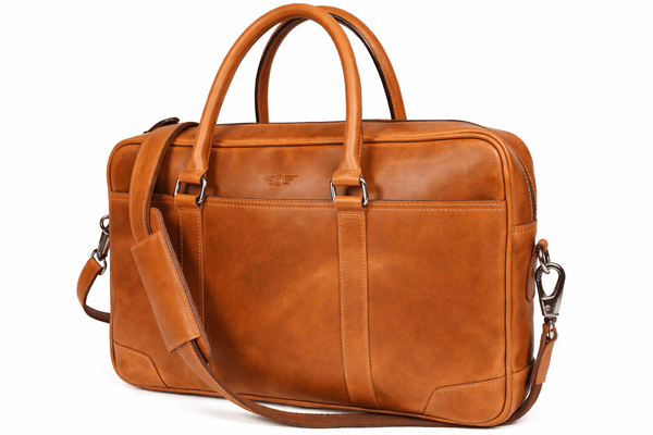 Classic Leather Briefcase – Premium Handcrafted Office Bag - Aaron Leather Goods Inc