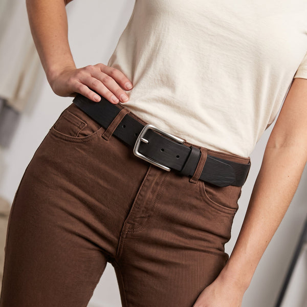Conway Leather Belt - Black - Aaron Leather Goods Inc