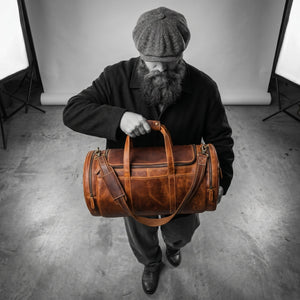 Cordoba Leather Barrel Bag - Caramel Brown