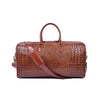 Croc Pattern Leather Duffle Bag with Detachable Shoulder Strap - Aaron Leather Goods