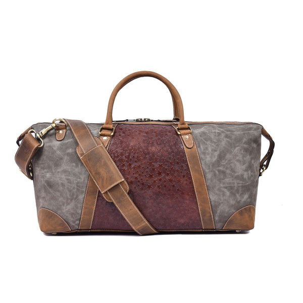 Durable Leather Canvas Weekender Duffle Bag - Aaron Leather Goods