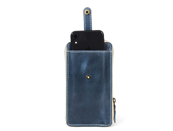 Fremont Hand Tooled Leather Clutch - Royal - Aaron Leather Goods Inc