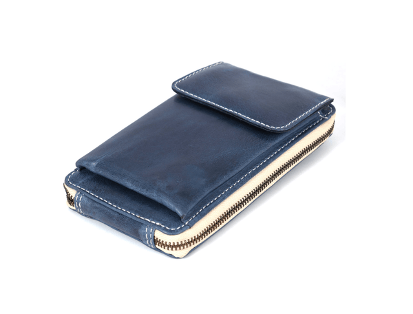 Fremont Hand Tooled Leather Clutch - Royal - Aaron Leather Goods Inc