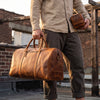 Granada Leather Travel Bag - Caramel Brown - Aaron Leather Goods Inc
