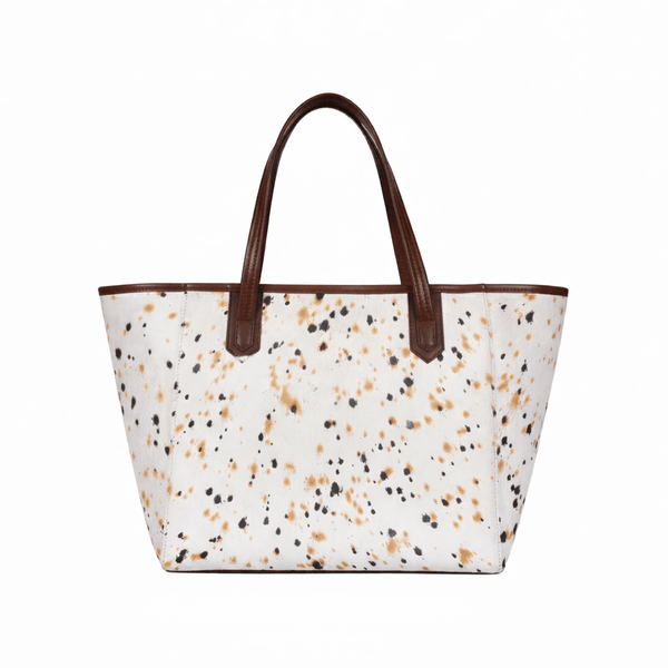 Hair - On Leather Tote with Brown Straps - Aaron Leather Goods