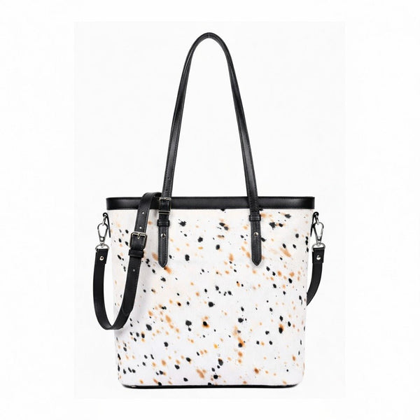 Hair - On Tote Bag with Premium Black Leather Handles - Aaron Leather Goods