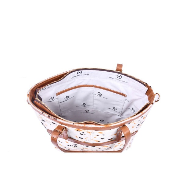 Hairon Leather Ladies Tote Bag with Adjustable Shoulder Strap - Aaron Leather Goods