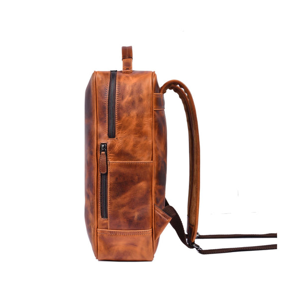 Handcrafted Brown Leather Laptop Backpack - Aaron Leather Goods