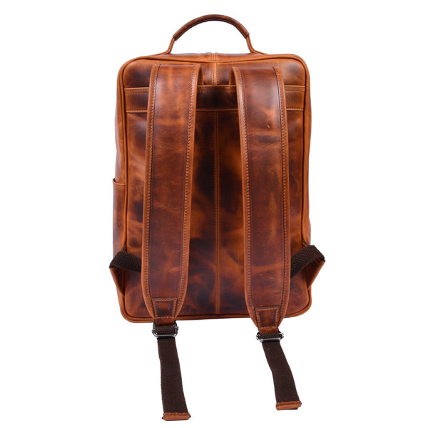 Handcrafted Brown Leather Laptop Backpack - Aaron Leather Goods