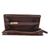 Handcrafted Full Grain Leather Women's Long Wallet with Zipper Coin Pocket, RFID Card Organizer & Snap Closure – Dark Brown - Aaron Leather Goods Inc