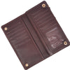 Handcrafted Full Grain Leather Women's Long Wallet with Zipper Coin Pocket, RFID Card Organizer & Snap Closure – Dark Brown - Aaron Leather Goods Inc
