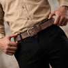 Handcrafted Genuine Leather Eagle Embossed Belt for Men – Premium Vintage Brown Casual & Formal Belt with Gift Box - Aaron Leather Goods Inc