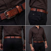Handcrafted Genuine Leather "Live to Ride" Belt for Men – Vintage Brown Motorcycle Leather Belt with Eagle Embossing & Gift Box - Aaron Leather Goods Inc
