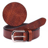 Handcrafted Genuine Leather "Live to Ride" Belt for Men – Vintage Brown Motorcycle Leather Belt with Eagle Embossing & Gift Box - Aaron Leather Goods Inc