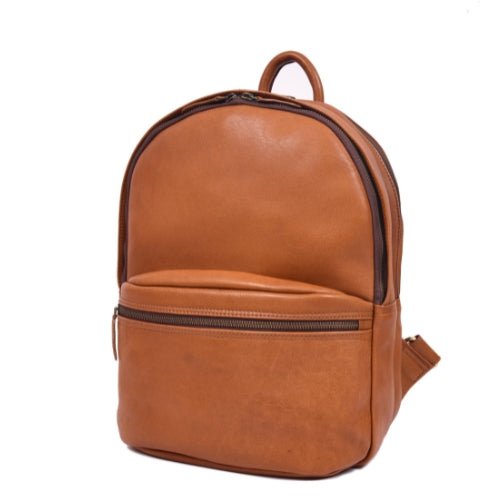 Handcrafted Genuine Leather Minimalist Backpack - Tan - Aaron Leather Goods Inc