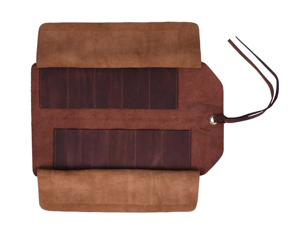 Handmade Leather Knife Roll Bag – Compact Chef Knife Organizer & Travel Case - Aaron Leather Goods Inc