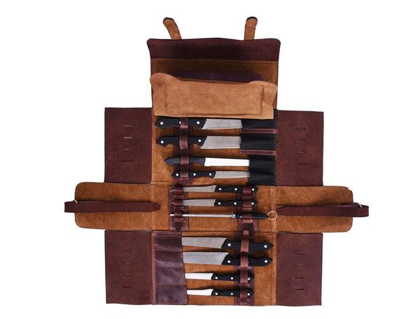 Handmade Leather Knife Roll Bag – Professional Chef Knife Storage & Travel Case - Aaron Leather Goods Inc