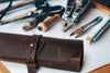 Handmade Leather Tool Roll Organizer – Rustic Full Grain Leather Storage Case - Aaron Leather Goods Inc