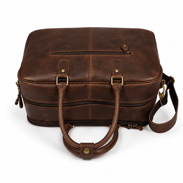 Hard Wax Leather Weekender Duffel Bag – Vintage Travel Holdall - Aaron Leather Goods Inc