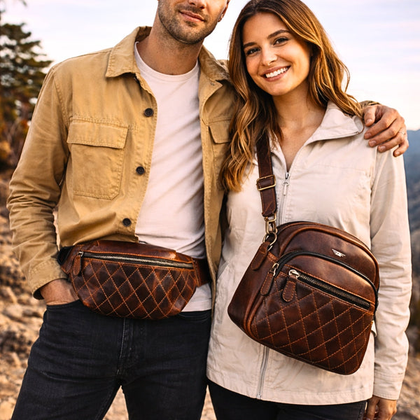 Heritage Quilted Leather Bag Combo - Aaron Leather Goods